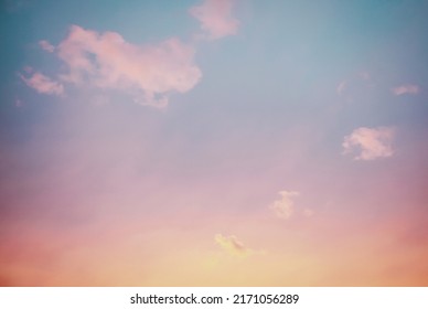 Sunset Sky With Few Purple Clouds, Sky Only Background, Soft Focus