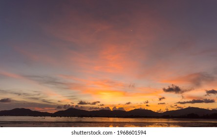 Sunset Sky Full Frame Background. Sky Sunset Twilight Full Frame.