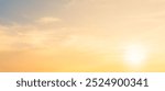 Sunset sky, Golden hour with Orange, Yellow sunlight clouds in the evening, Horizon sky Background 
