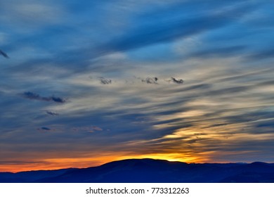 sunset sky in the mountains
