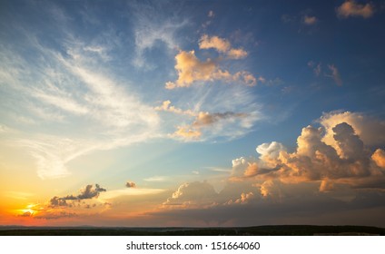 Sunset Sky With Multicolor Clouds