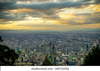 Sunset Sky Over Bogota City, Colombia