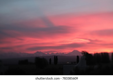 Sunset Sky Over Wine Country In Mendoza, Argentina