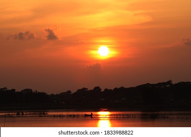 Sunset sky with river excellent background photo capture from Bangladesh