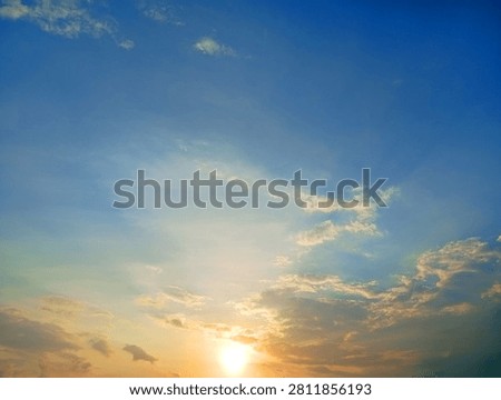 Sunset sky with soft clouds over the horizon atmosphere landscape daylight peaceful sunlight afternoon