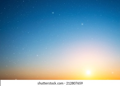 Sunset Sky With Stars.