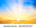 Sunset sky, sun and sunset clouds, sunset background