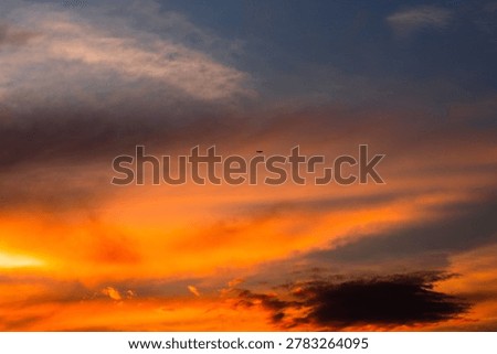 The sunset sky that like a fire