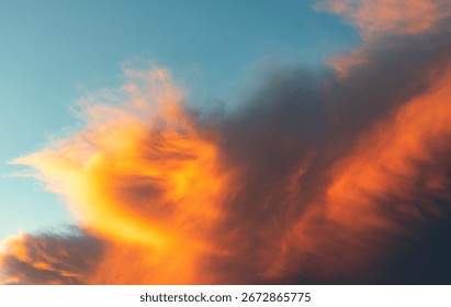 Sunset skyscape background. Cloudscape sky on sunset. Cloud in sunset sky. Background with cloud. Dramatic sky with sunrise. Skyscape and cloudscape. Amazing sunrise. Sky with pink cloud