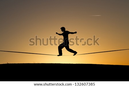 sunset slackline