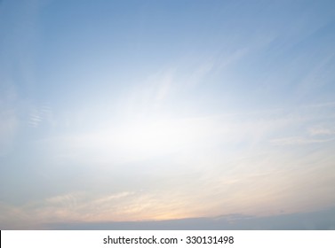 Sunset With Soft Blue Sky Background 