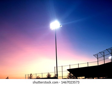 Sunset With Softball Field Light