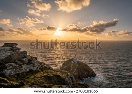 sunset at south stack lighthouse isle of anglesey Wales