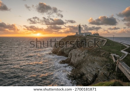 sunset at south stack lighthouse isle of anglesey Wales
