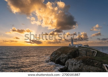 sunset at south stack lighthouse isle of anglesey Wales