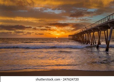 Sunset At A Southern California Pier.