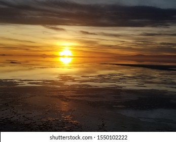 Sunset Spiral Jetty Reflections Water