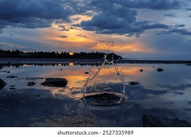 Sunset splash in the ocean