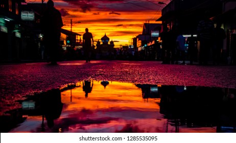 Sunset In St. James Trinidad And Tobago, For The Celebration Of The Muslim Festival, Hosay.