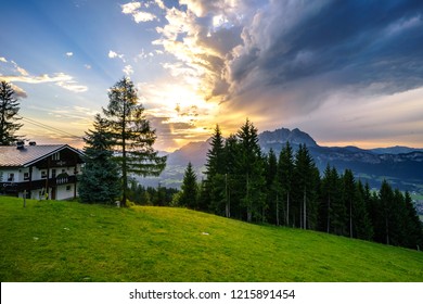 Sunset in St. Johann in Tyrol, Austria
