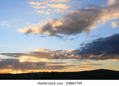 Sunset with sun rays