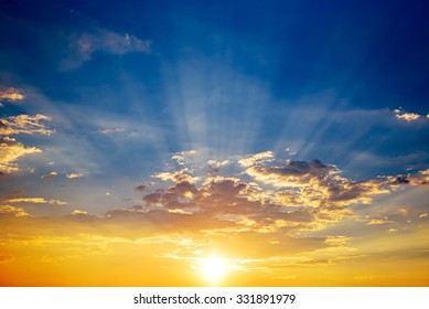 Sunset with sun rays