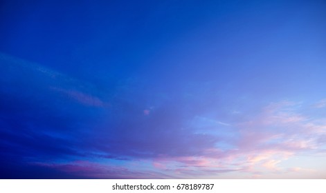 Sunset And Sunrise Blue And Purple Color Sky Background. Nature Background.