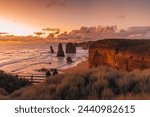 Sunset sunrise view of Great view at the rocks of the twelve apostels along the Great Ocean Road in south Australia