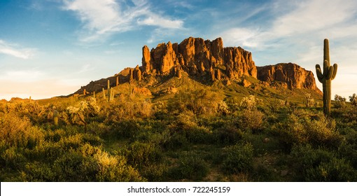 Sunset At Superstition Mountain At Lost Dutchman State Park, AZ, USA