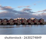 Sunset in Svolvaer village in Lofoten islands, Norway