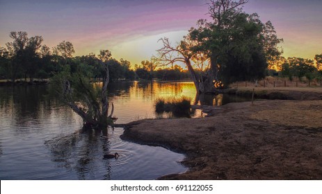 Sunset At Swan River Near Swan Valley, Pertg, Western Australia.