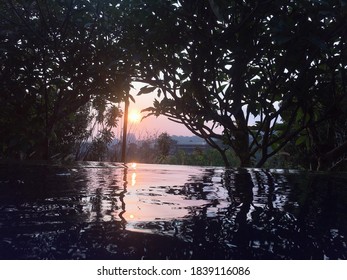 Sunset in the swiming pool