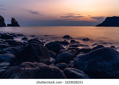 Sunset at Talisker bay on the Isle of Skye.