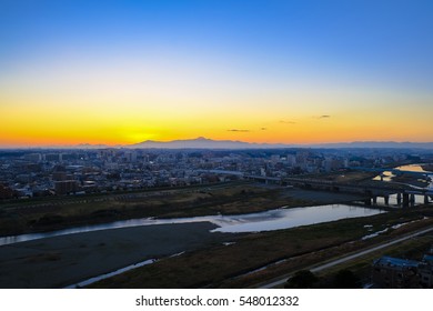 Sunset In The Tama River