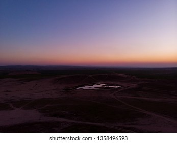 Sunset Tel Arad From Drone In The Desert