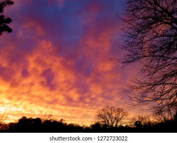 Sunset In Tennessee. December 2018, This Beautiful Sunset Came After One Of The Worst Storms Of The Year. Tornado Warnings All Day, And Then This Beautiful Sunset Arrived, 