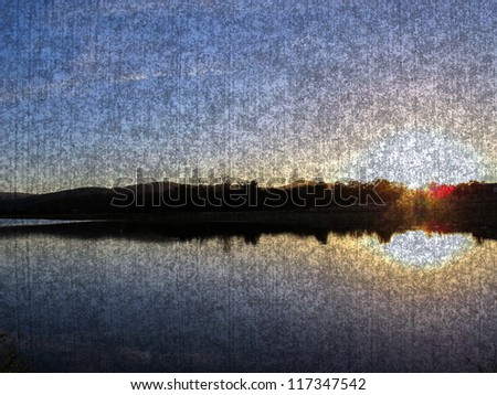 Similar – Morgensonne scheint auf den Dunst über einem See