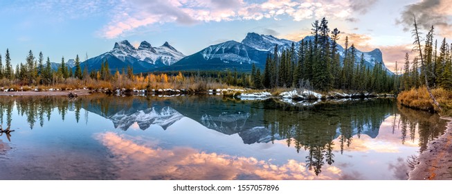 Sunset At Three Sisters, Canmore