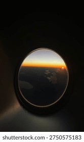 The sunset through the observation window