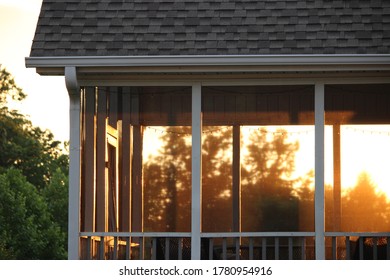 Sunset Through The Screened In Porch