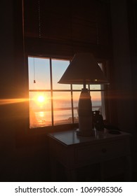 sunset through a window