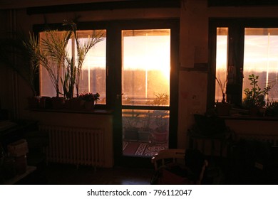 Sunset through a windows