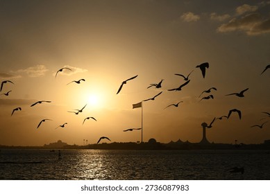 Sunset time in Abu Dhabi, UAE.