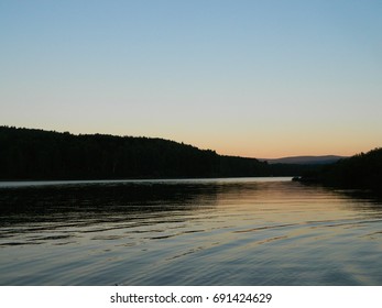 Sunset Time On A Lake In Serbia