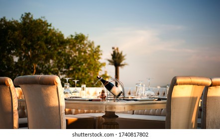 Sunset Time Romantic Summer Family Dinner