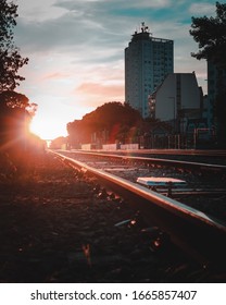 Sunset in a train tracks