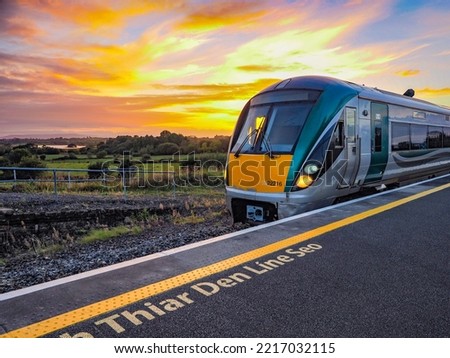 Sunset and train in the West of Ireland