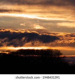 Sunset with trees and clouds