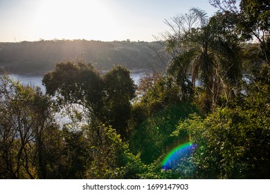 Sunset At Triple Frontier Or Tree Borders – Brazil, Argentina And Paraguay