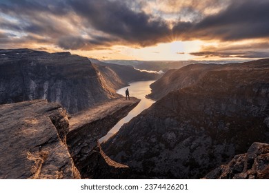 Sunset at Trolltunga in Norway